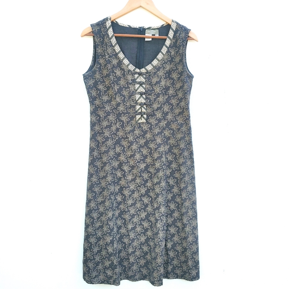 The Territory Ahead Vintage Leaf Print Sleeveless Shift Dress Sz 6